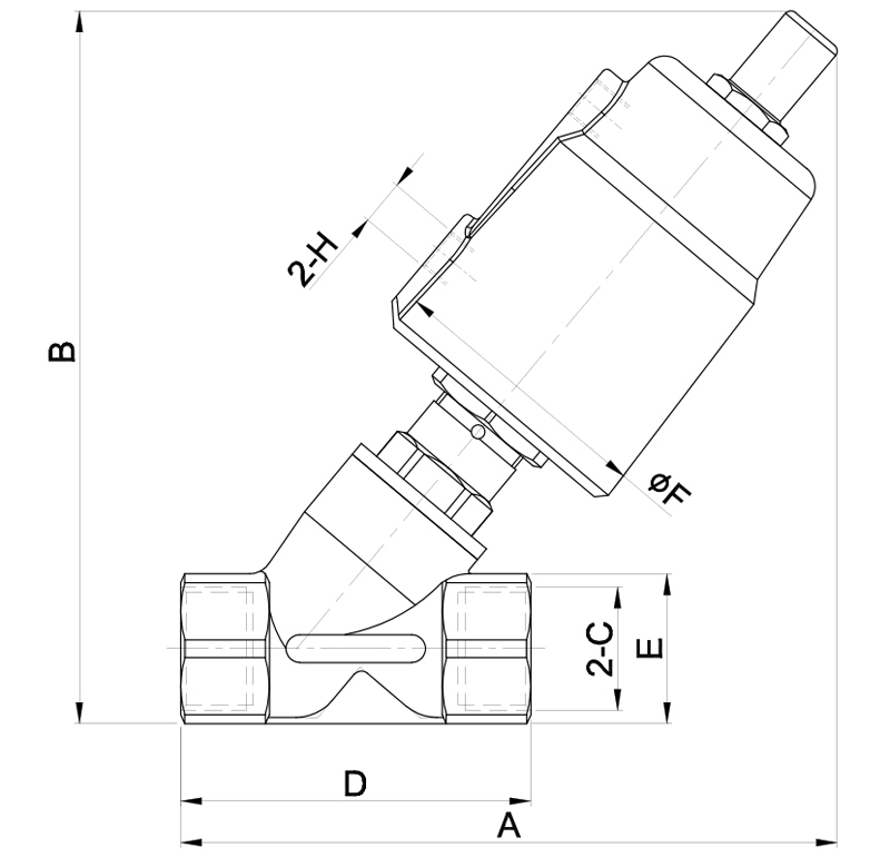 Aluminum Head Angle Seat valve