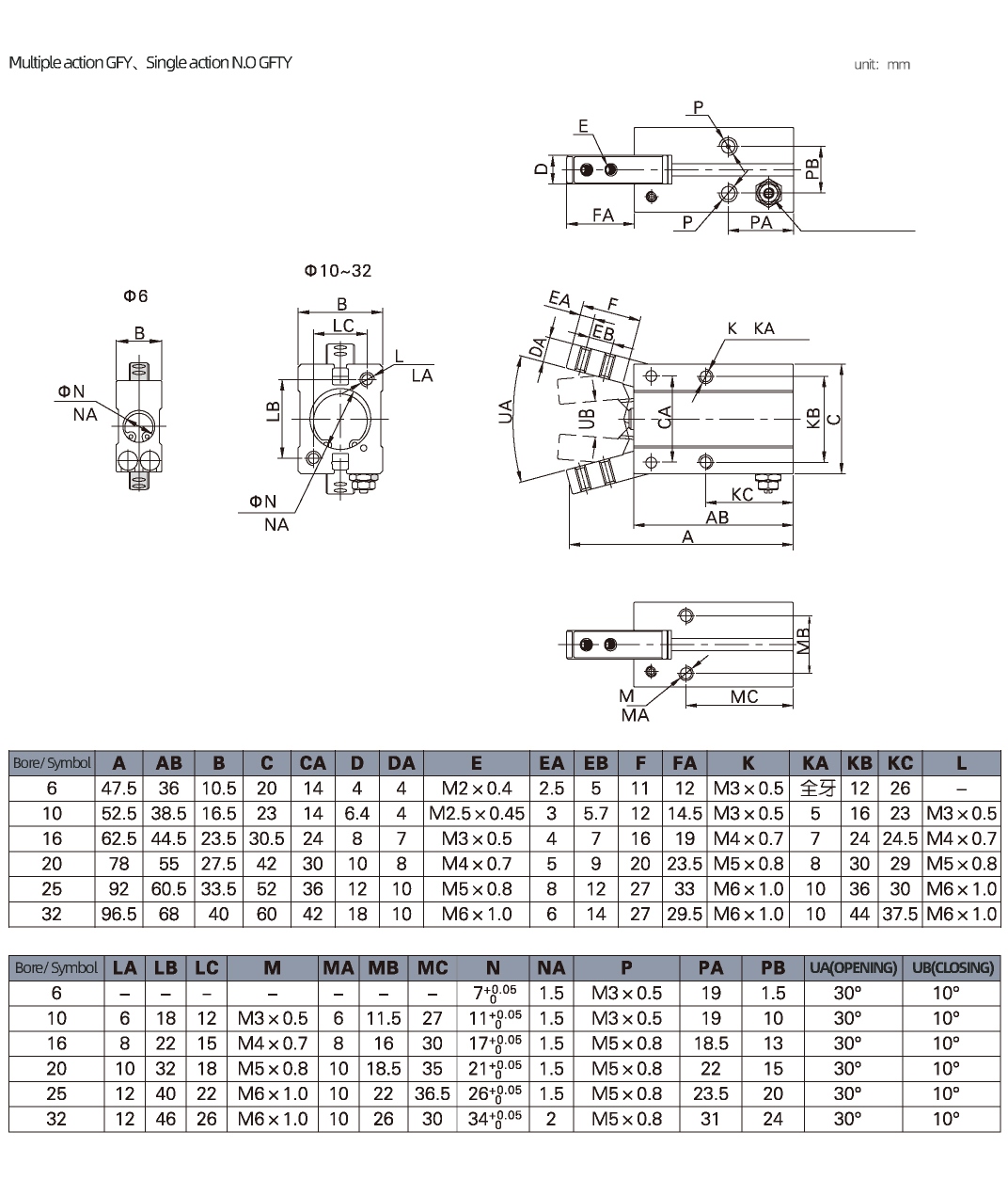 30° Angular Type Air Grippers GHY Series
