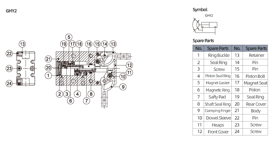 30° Angular Type Air Grippers GHY2 Series