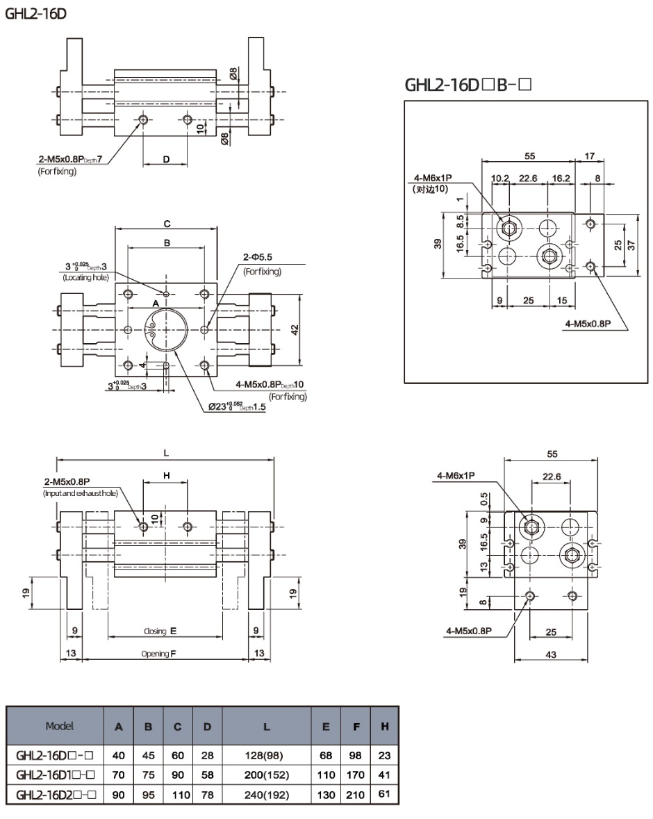 Wide Type Parallel Style Air Gripper GHL2 Seires