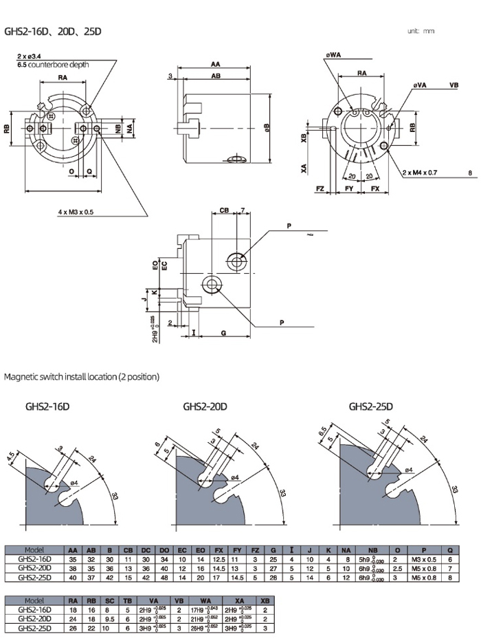 Slide Guide Round Body Air Gripper 2-Finger Type GHS2 Series