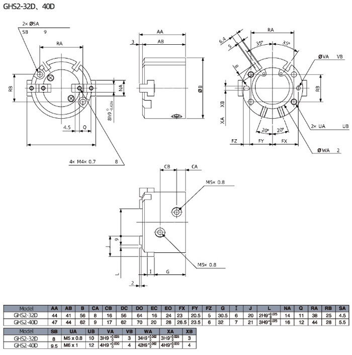 Slide Guide Round Body Air Gripper 2-Finger Type GHS2 Series