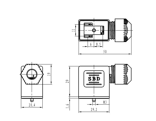 SB205 Connector DIN43650B