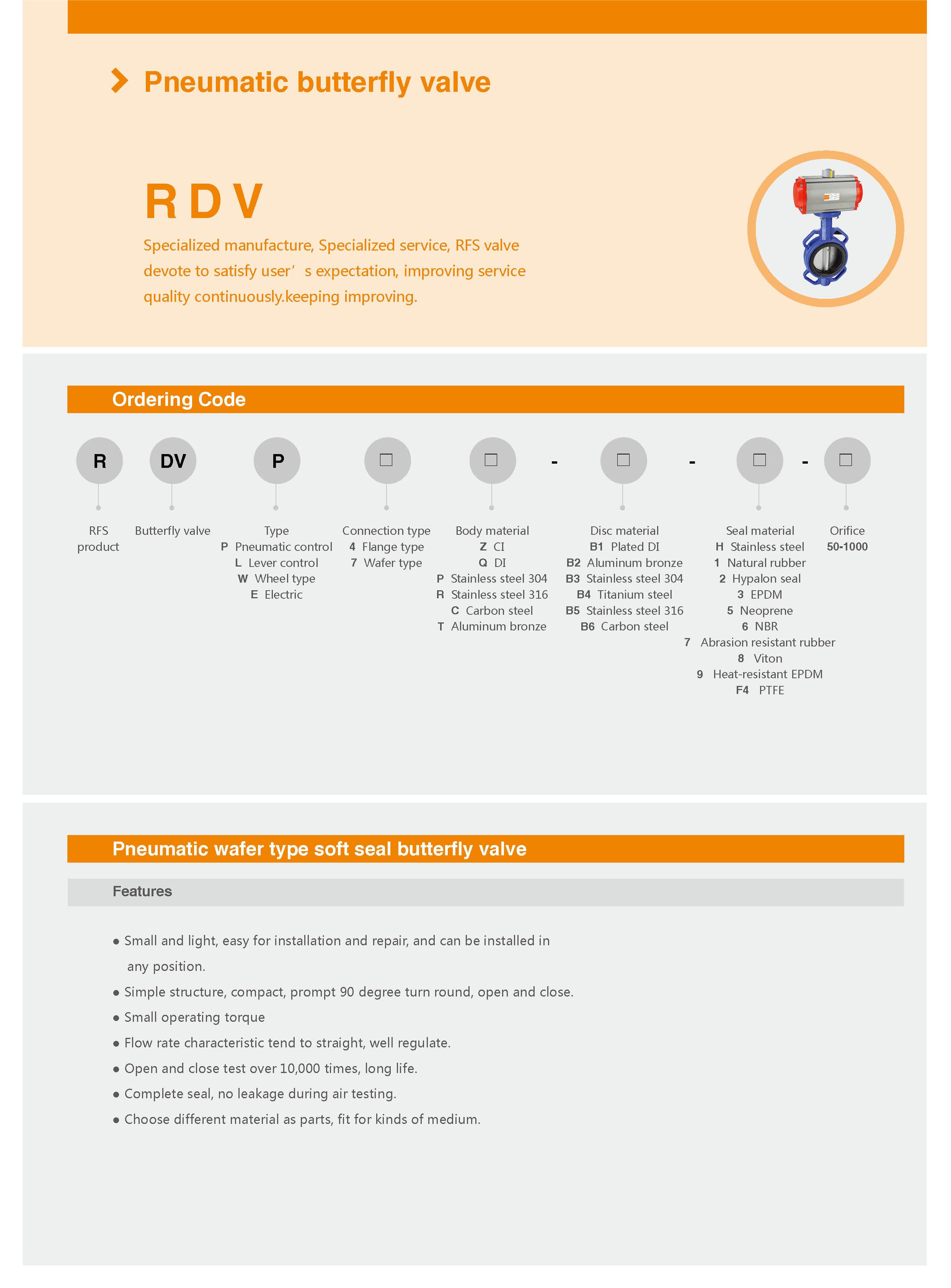 Pneumatic butterfly Valve RDV series